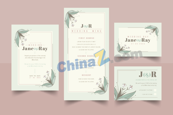 婚礼小清新卡片模板设计
