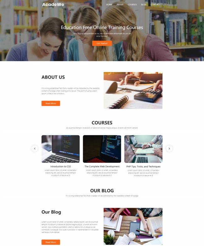 HTML5在线教育培训课程网站模板