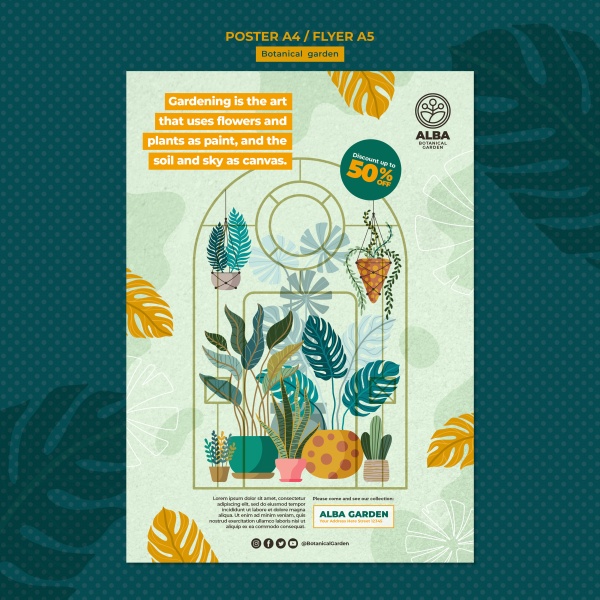 手绘植物园海报PSD设计