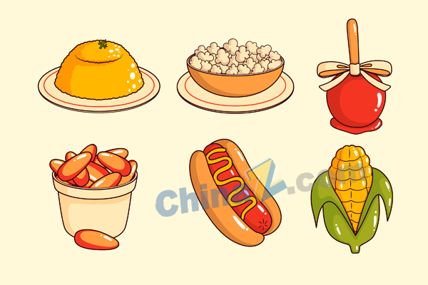 手绘卡通食品插画素材