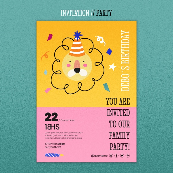 生日派对邀请海报模板设计