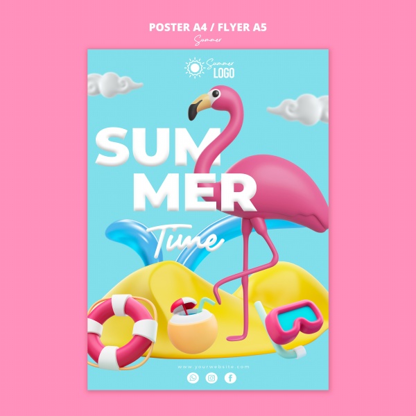 夏日3D立体创意海报设计