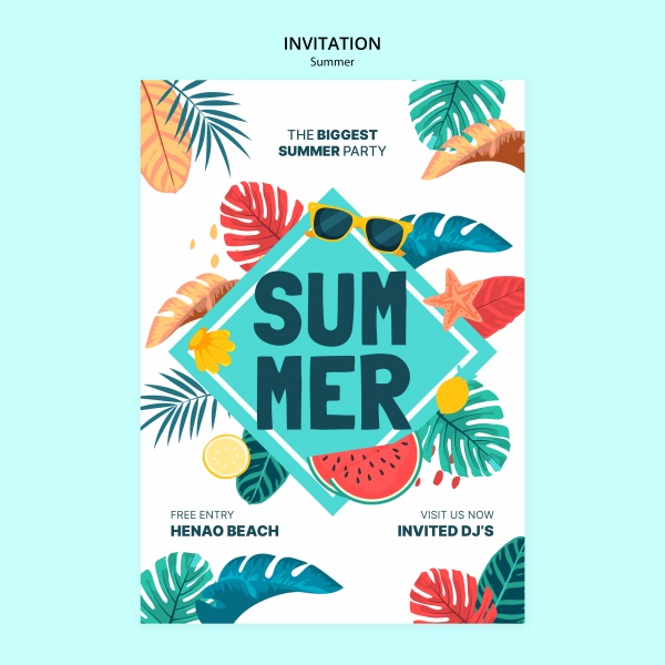 SUMMER夏日元素海报