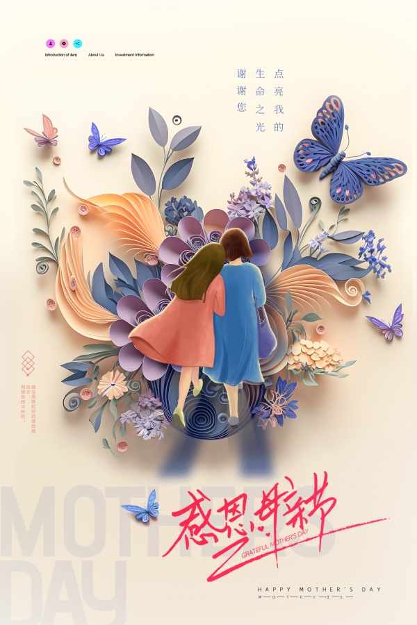 感恩母亲节创意人物背景海报