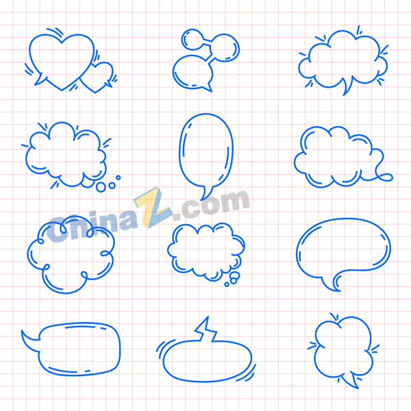 手绘演讲气泡涂鸦插图