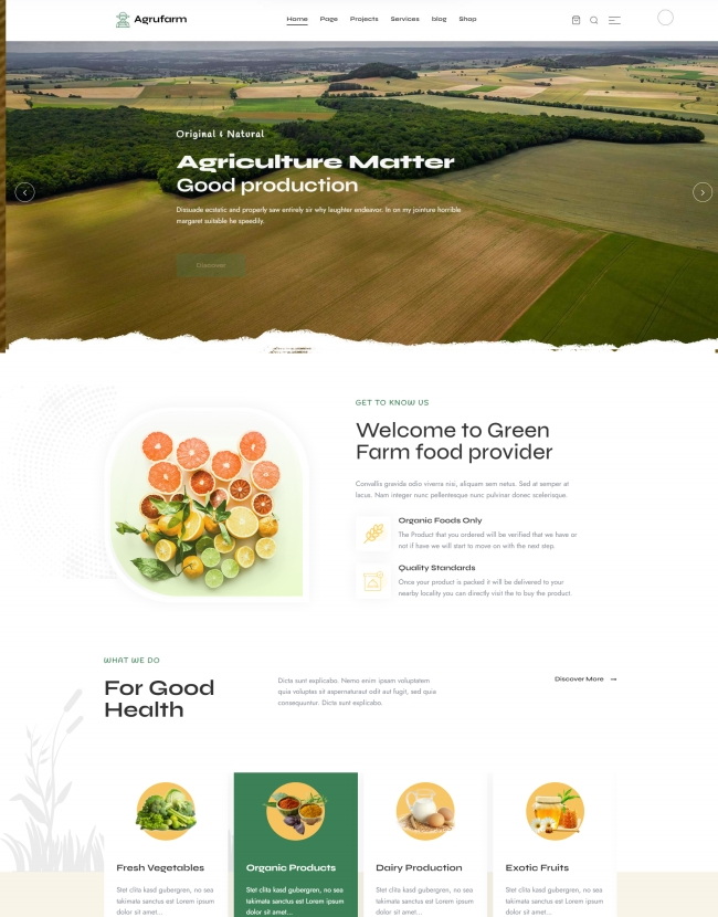 绿色农场食品供应商网站模板