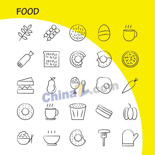 线描食物图标矢量下载