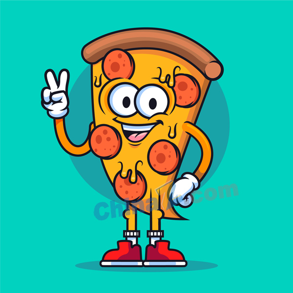 卡通披萨插画矢量设计素材