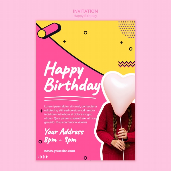 生日快乐派对海报模板PSD