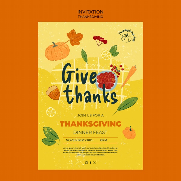 感恩节手绘活动海报设计