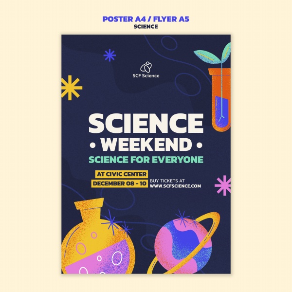 手绘科学活动海报模板