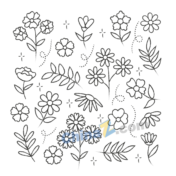 手绘涂鸦花朵元素矢量