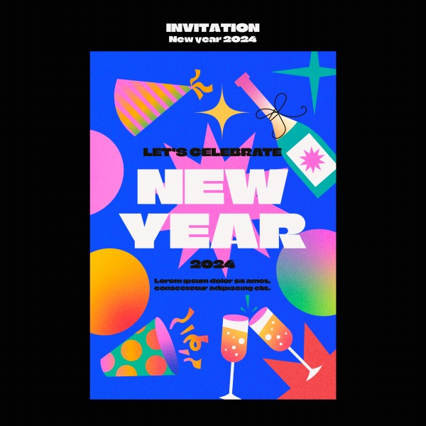 2024潮流新年海报模板设计