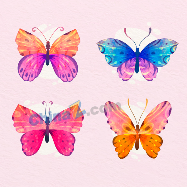 水彩蝴蝶矢量插画素材