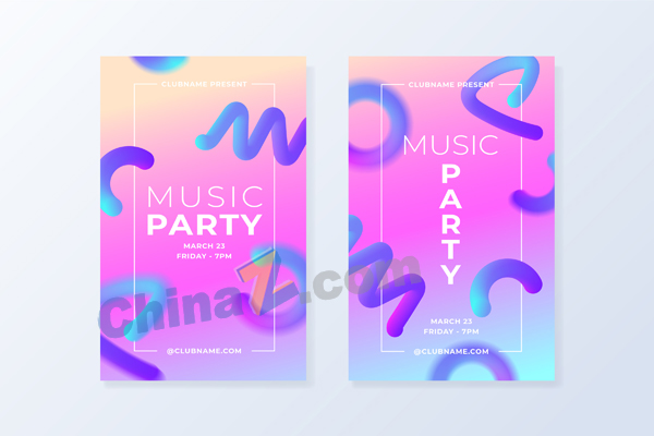 音乐节幻彩矢量海报设计