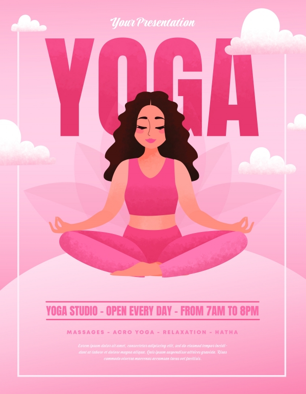 粉色风格瑜伽宣传海报