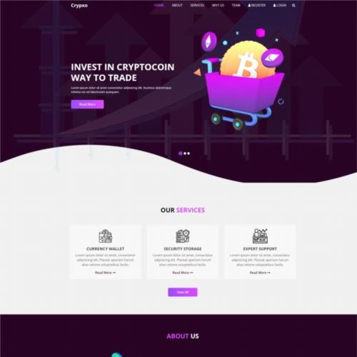 HTML5紫色风格货币投资交易网站模板