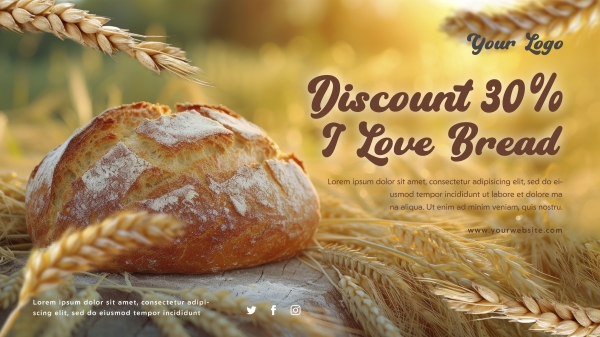 小麦面包折扣横幅海报模板