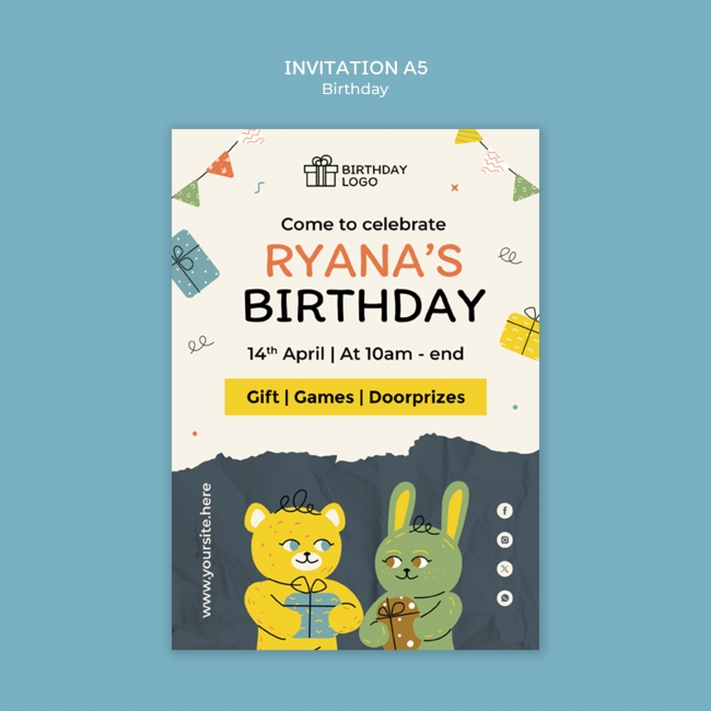 生日邀请A5模板源文件