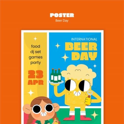 啤酒节创意卡通海报ps素材