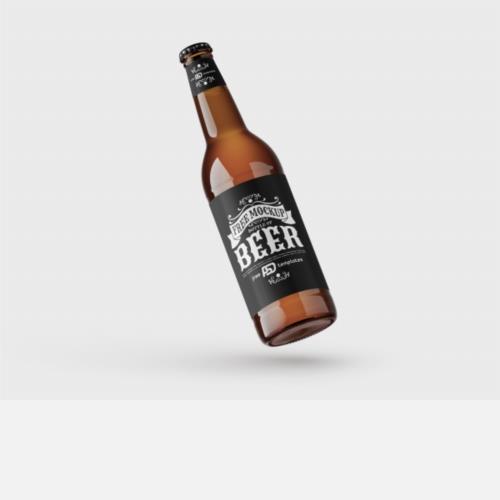 单支棕色啤酒瓶样机模型