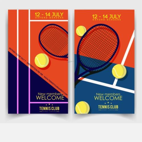 网球俱乐部海报矢量模板