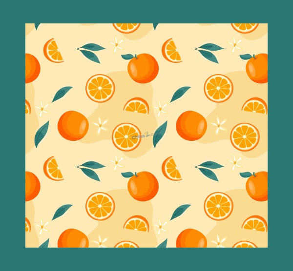 橙子切片平铺图案矢量背景