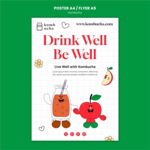 果汁饮料卡通插画海报设计素材