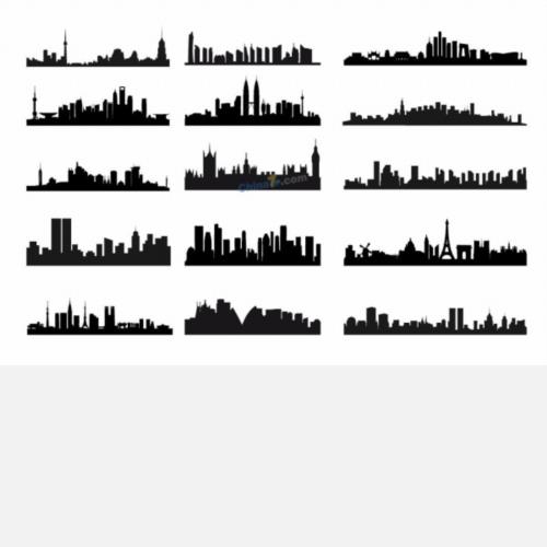 城市天际线景观剪影合集矢量