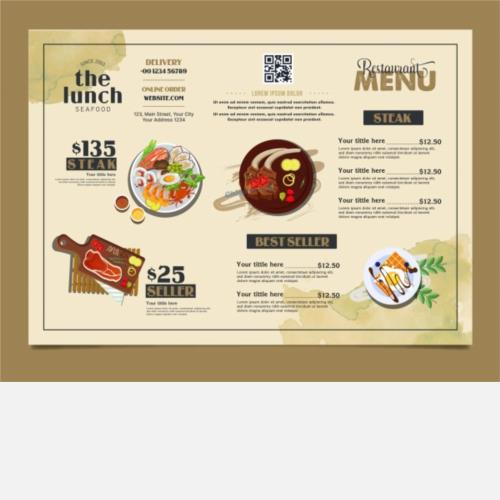 优雅西餐食品菜单设计矢量模板