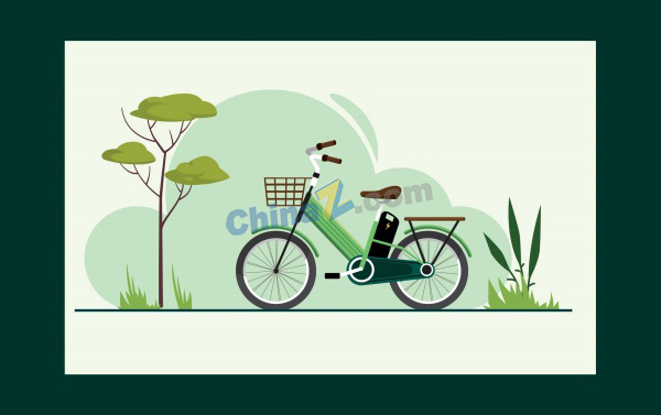 电动自行车绿色出行插图矢量