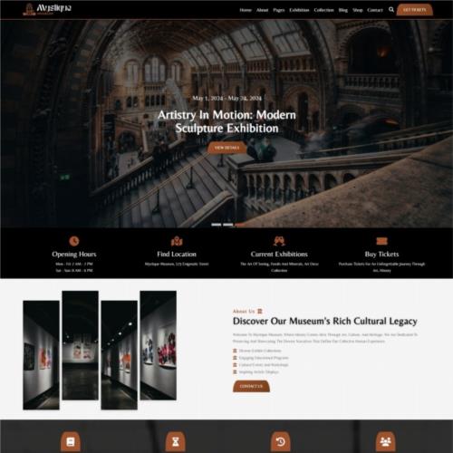 现代艺术博物馆HTML5宣传网站模板
