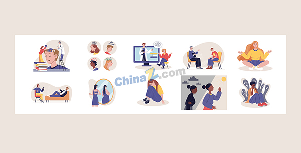心理健康资讯插图矢量素材