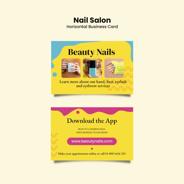 美甲师商务名片PSD模板