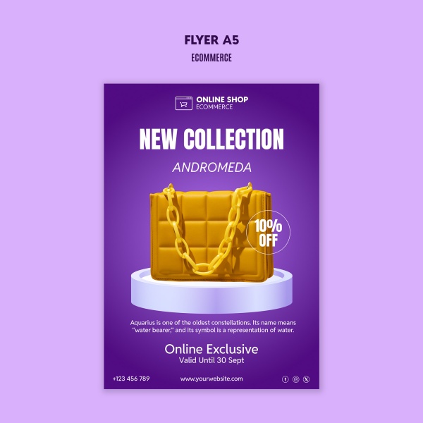 紫色风格箱包促销电商传单设计