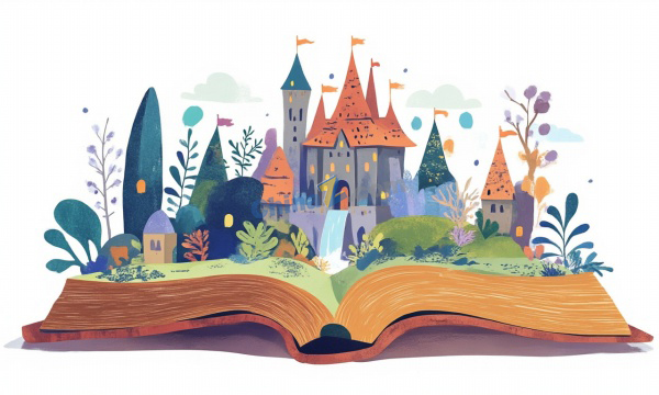 书本的幻想世界矢量插图
