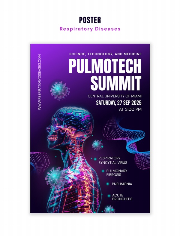 呼吸系统疾病主题宣传海报PSD源文件设计