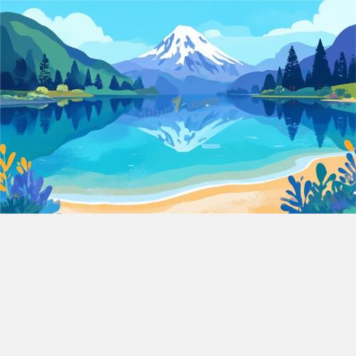 雪山高山湖泊倒映矢量插图