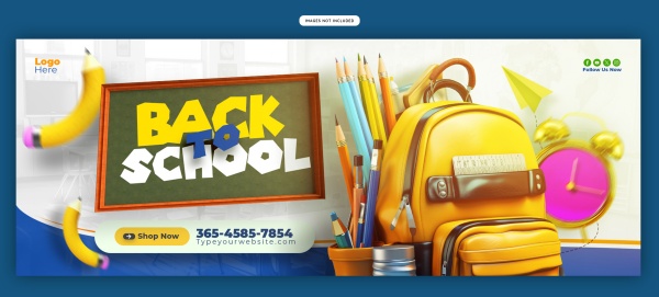 开学返校季横幅banner设计模板