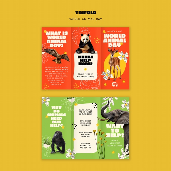 世界动物保护日三折页宣传册设计