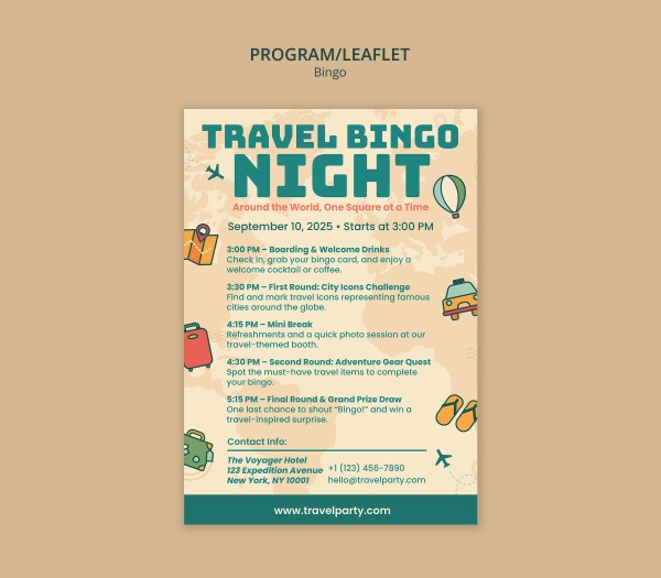 旅行宾果夜活动列表ps素材