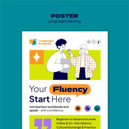 语言学习宣传海报PSD源文件设计