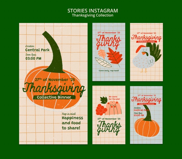 感恩节主题活动宣传INS模板设计