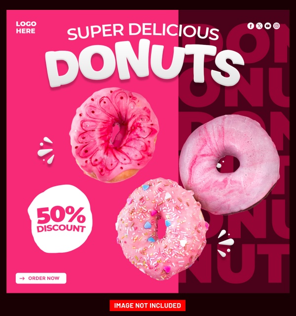 甜甜圈美食折扣主图ps素材