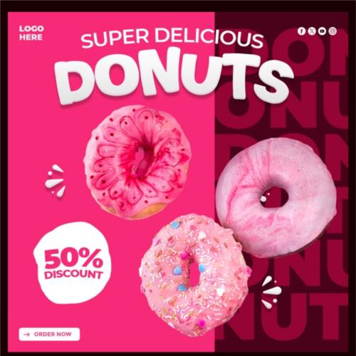 甜甜圈美食折扣主图ps素材