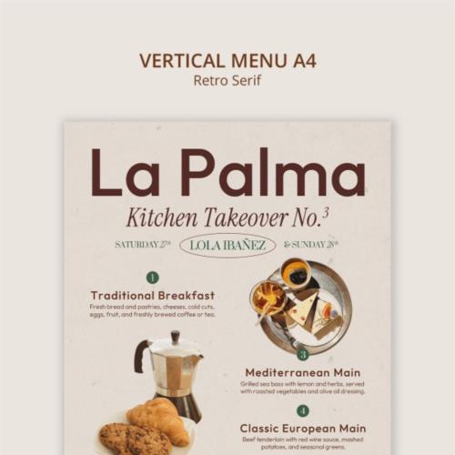 复古风格咖啡菜单A4模板设计