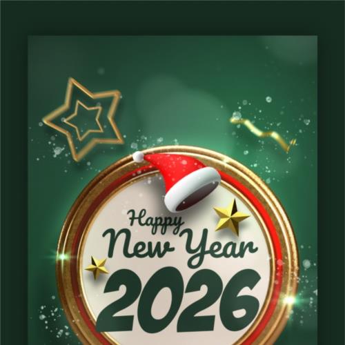 2026年新年快乐竖版海报模板设计